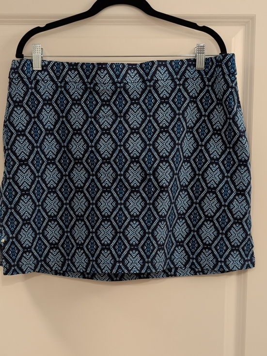 Rafaella Pants - RAFAELLA- 1X Navy and Light Blue Geometric Mini Skort Skirt